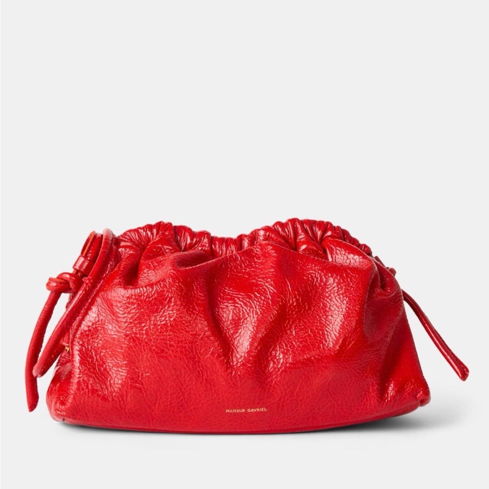 Mansur Gavriel Red Leather Gathered Cloud Clutch